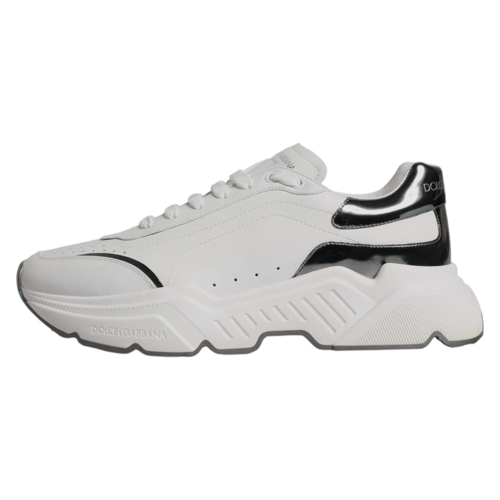 Weiß Silber DAYMASTER Leder Sneakers Schuhe