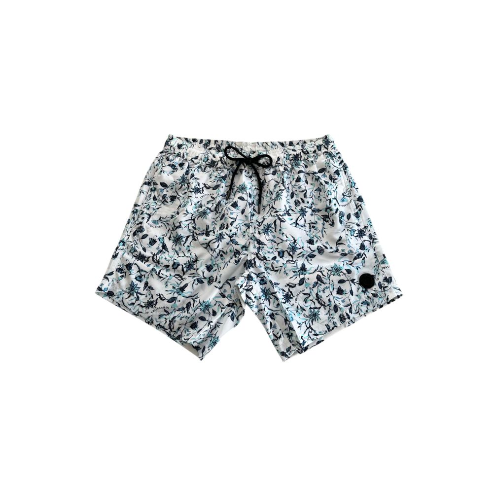 Weiße Polyester-Badeshorts für Herren