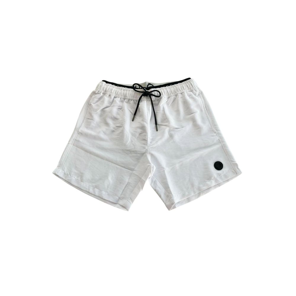 Weiße Polyester-Badeshorts für Herren