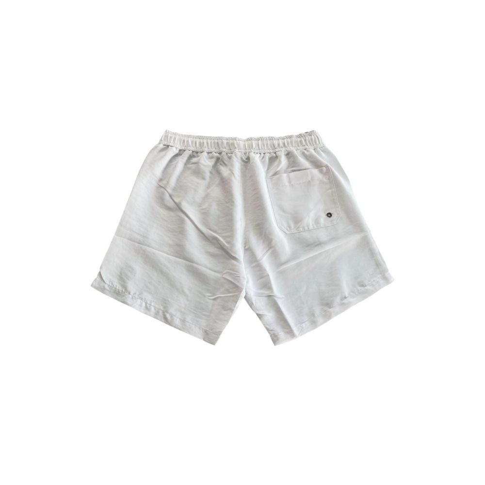 Weiße Polyester-Badeshorts für Herren
