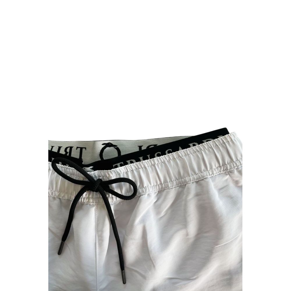 Weiße Polyester-Badeshorts für Herren