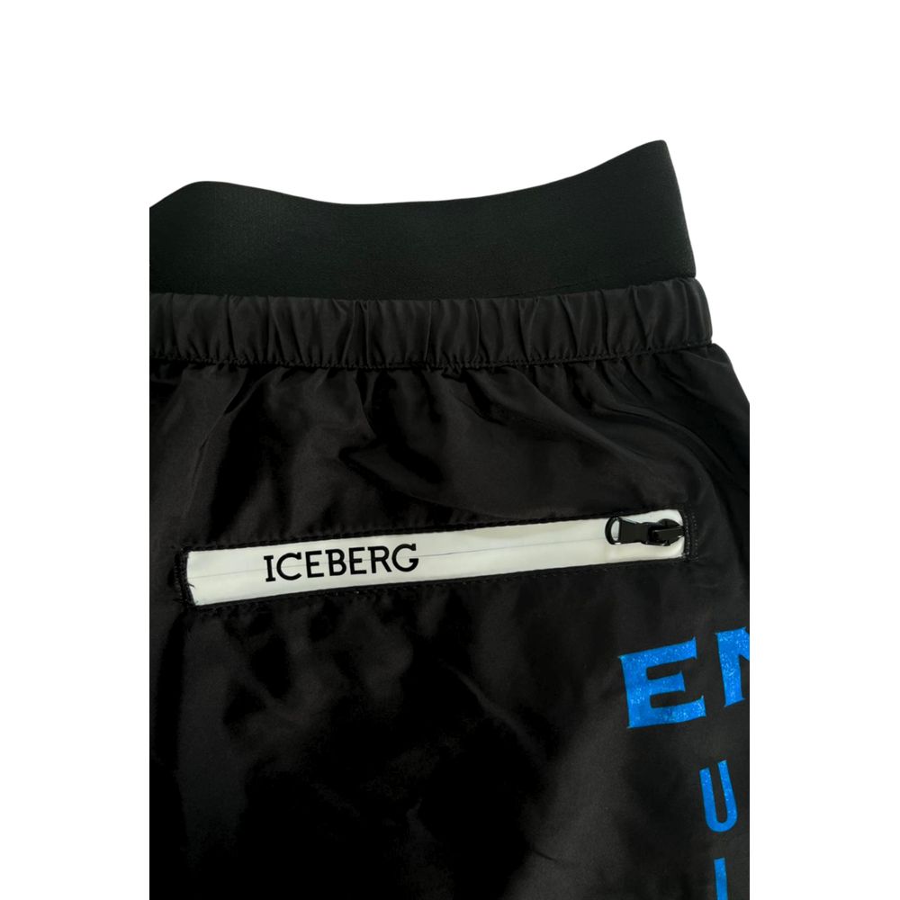 Schwarze Polyester-Badeshorts für Herren