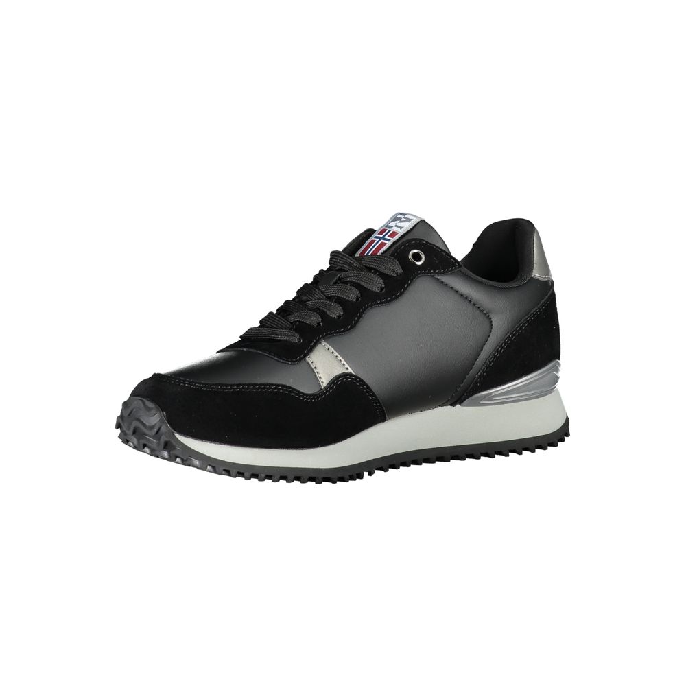 Schicke schwarze Schnür-Sneaker mit Kontrastdetail