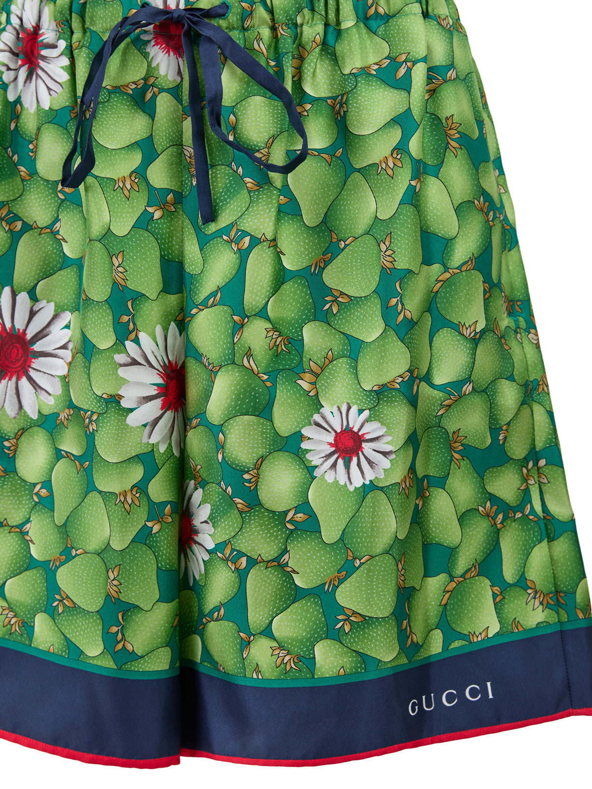 Grüne Shorts aus Seide mit Blumenmuster