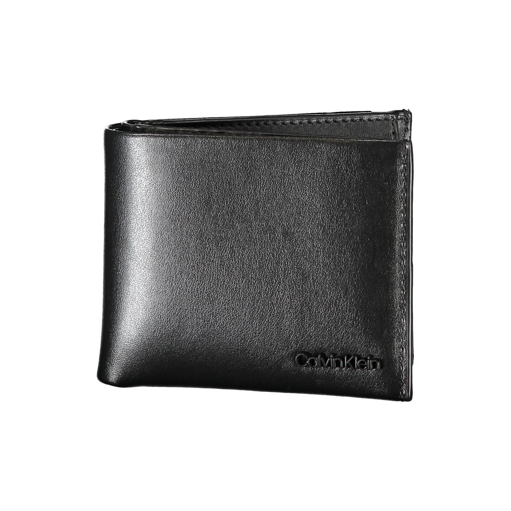 Elegante schwarze Lederbrieftasche mit zwei Fächern