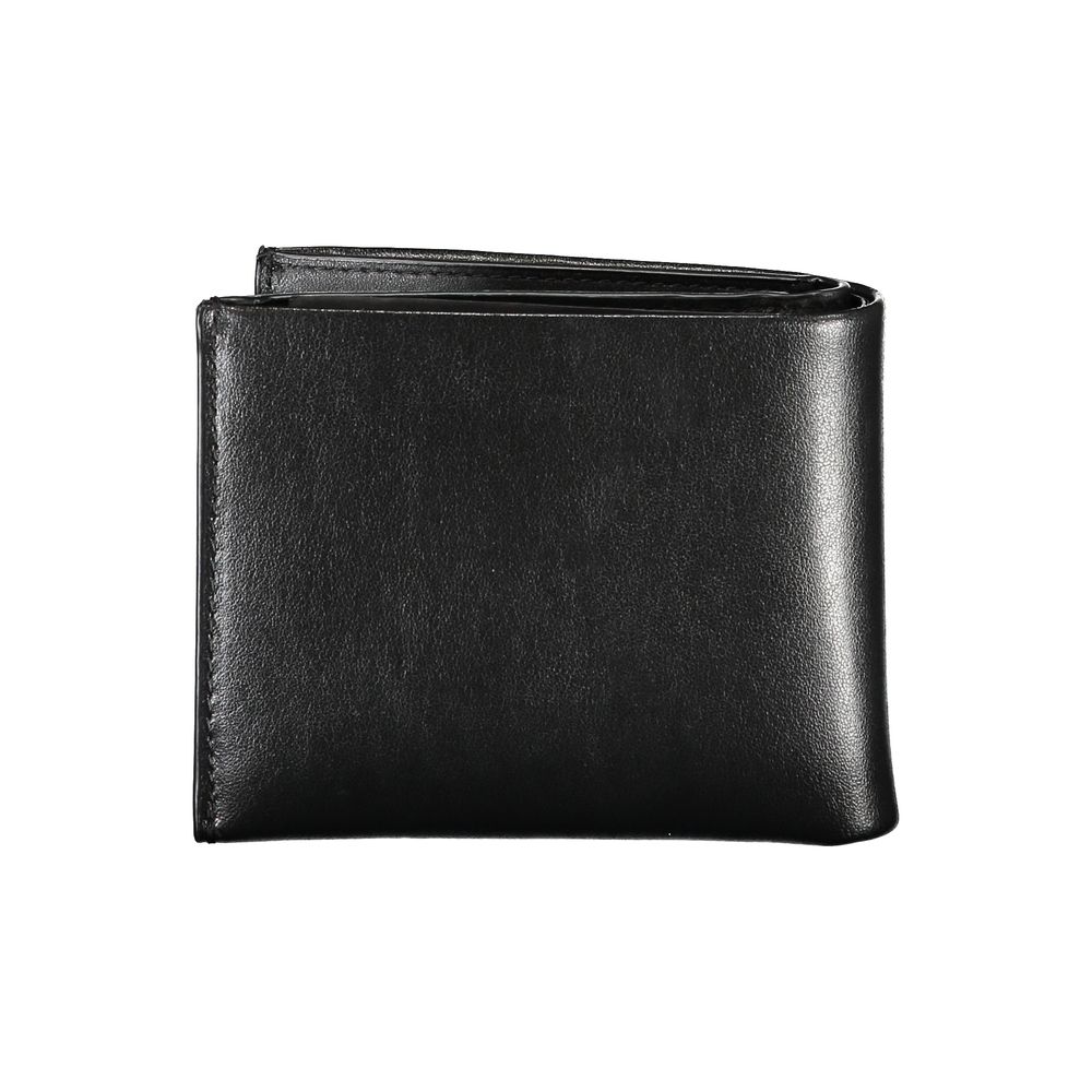 Elegante schwarze Lederbrieftasche mit zwei Fächern