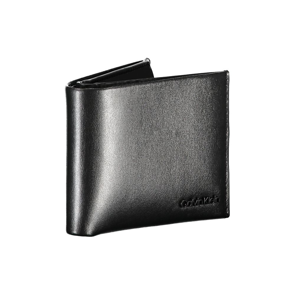 Elegante schwarze Lederbrieftasche mit zwei Fächern