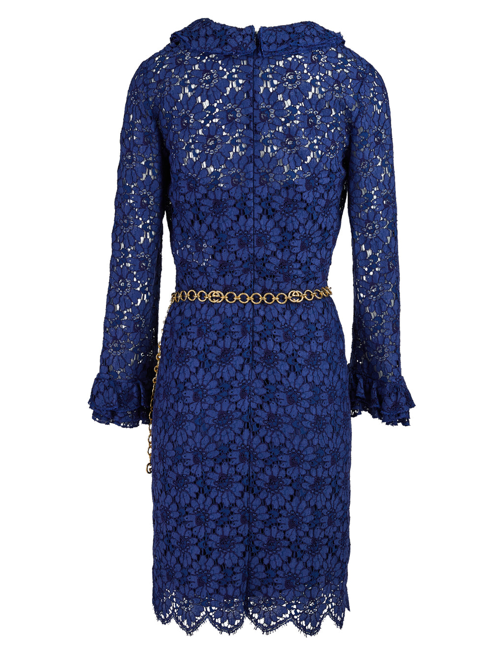 Mittellanges Kleid aus blauer Viskose und Baumwolle