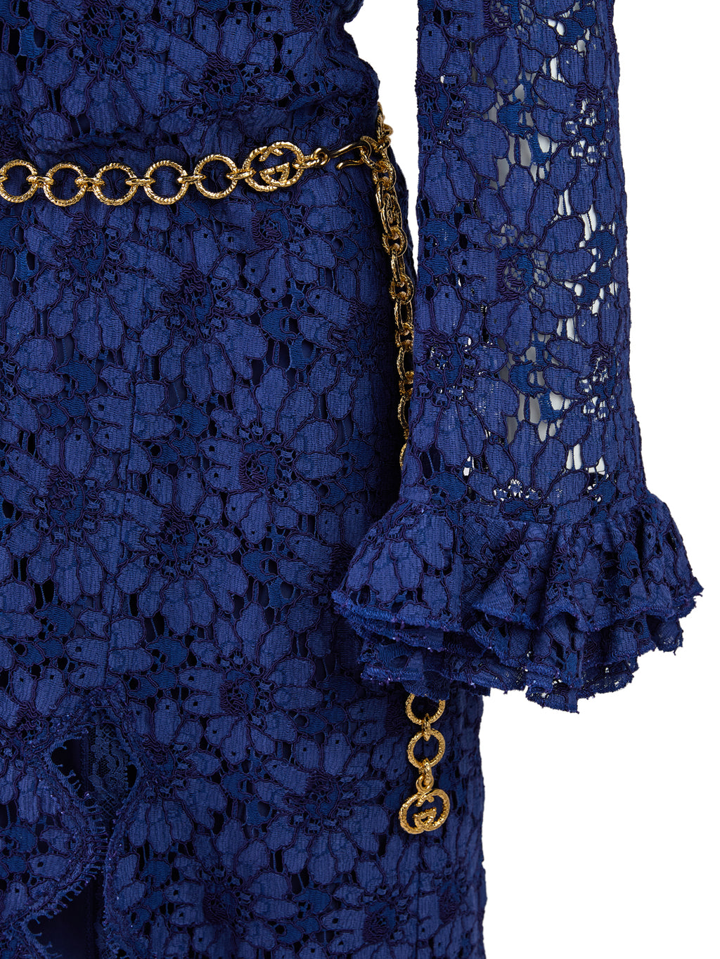 Mittellanges Kleid aus blauer Viskose und Baumwolle