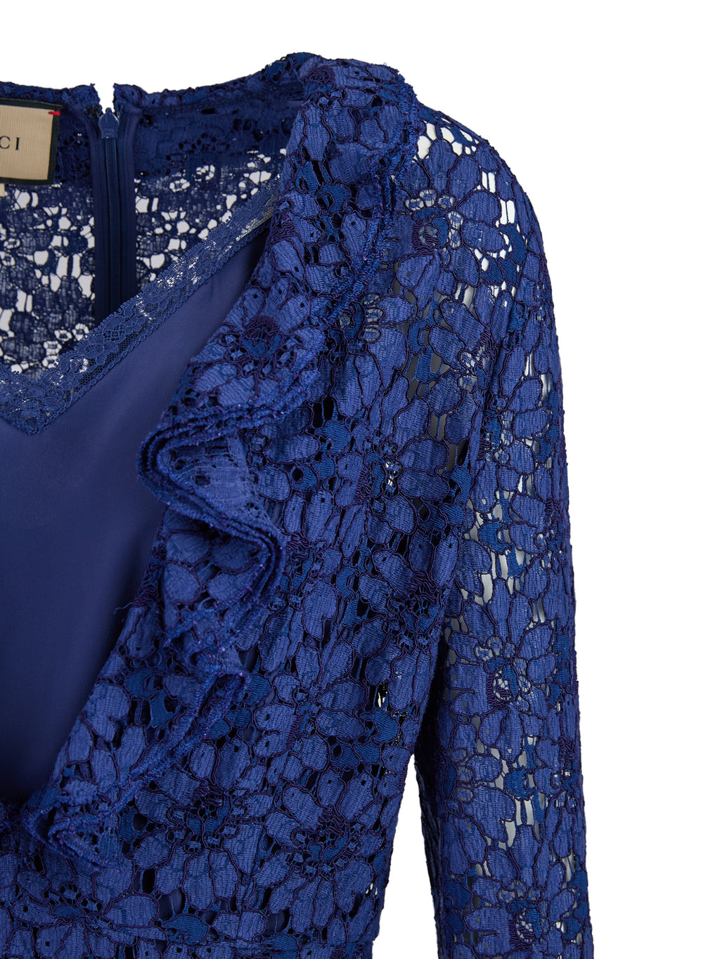 Mittellanges Kleid aus blauer Viskose und Baumwolle