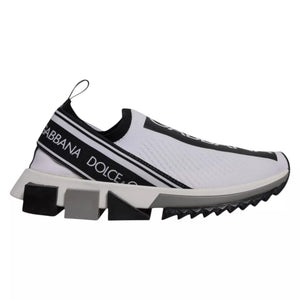 Dolce & Gabbana White Black Slip On Sorrento Sneakers Shoes