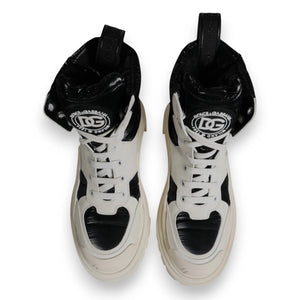Dolce & Gabbana White Padded Mid Calf Lace Up Boots Shoes