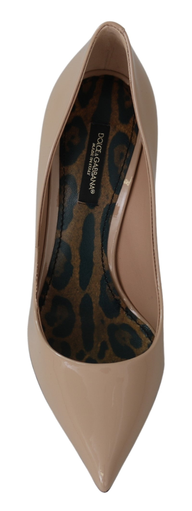 Beige Lackleder-Pumps mit Stilettoabsatz