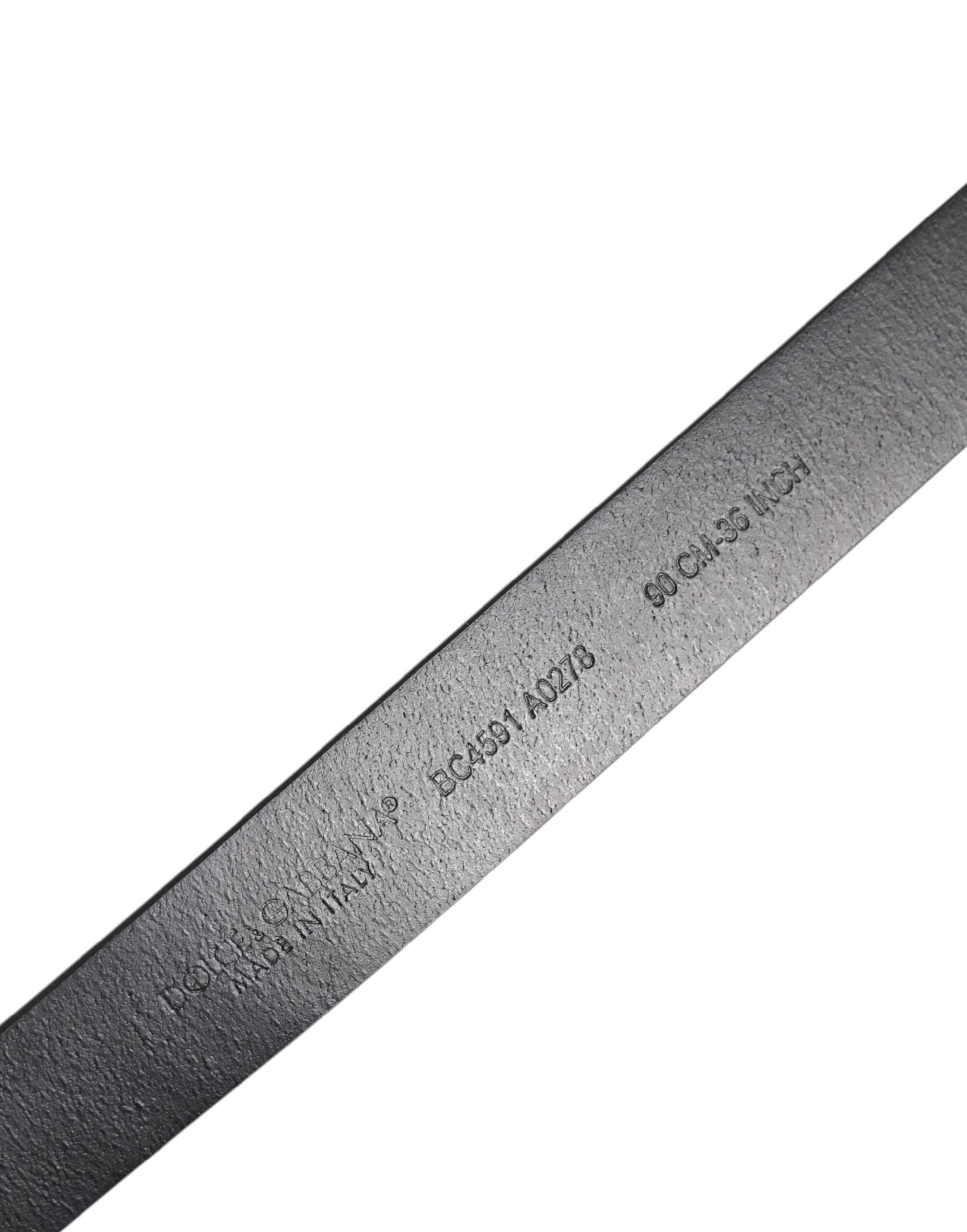 Dolce & Gabbana Brown Leather Gold Rectangle Buckle Belt