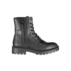 Schicker schwarzer Ankle Boot mit Schnürsenkeln und Reißverschluss-Detail