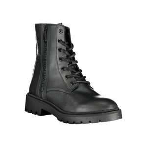 Schicker schwarzer Ankle Boot mit Schnürsenkeln und Reißverschluss-Detail