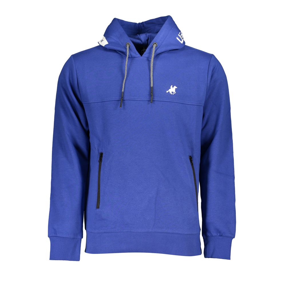 Schickes blaues Fleece-Sweatshirt mit Kapuze und Logo-Detail