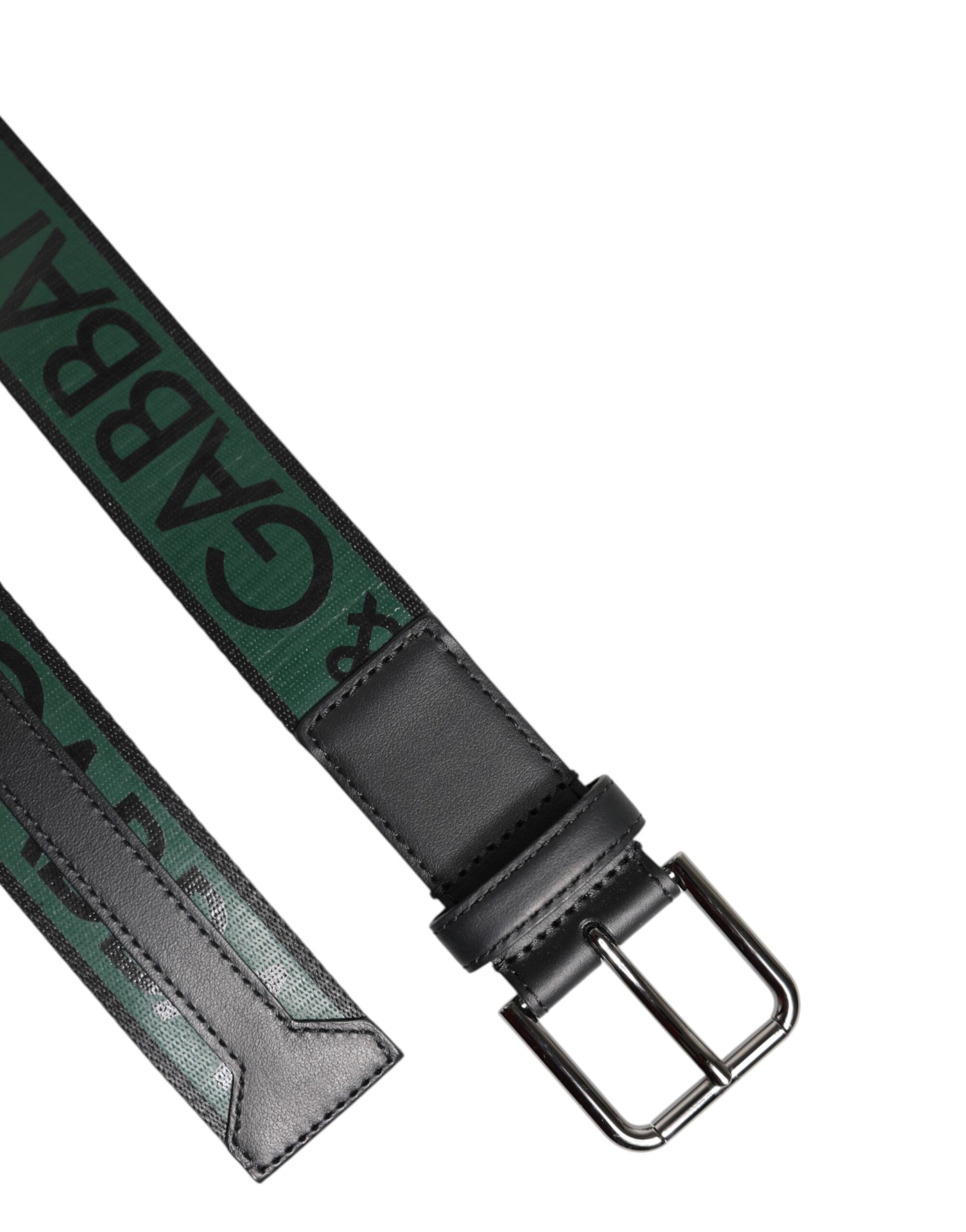Dolce & Gabbana Green Black Polyester DG Logo Buckle Belt