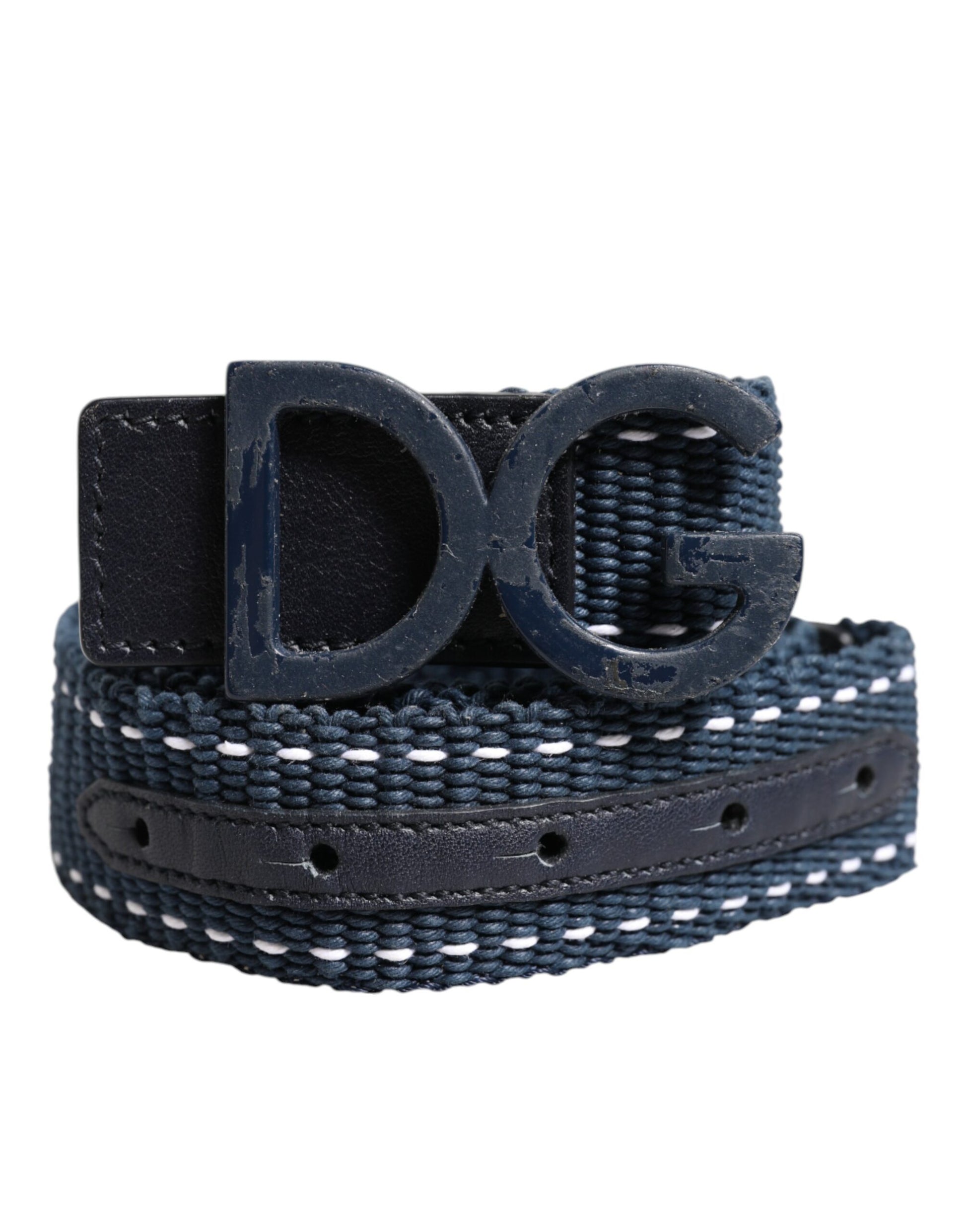 Blauer Baumwollledergürtel mit DG-Logo und Metallschnalle