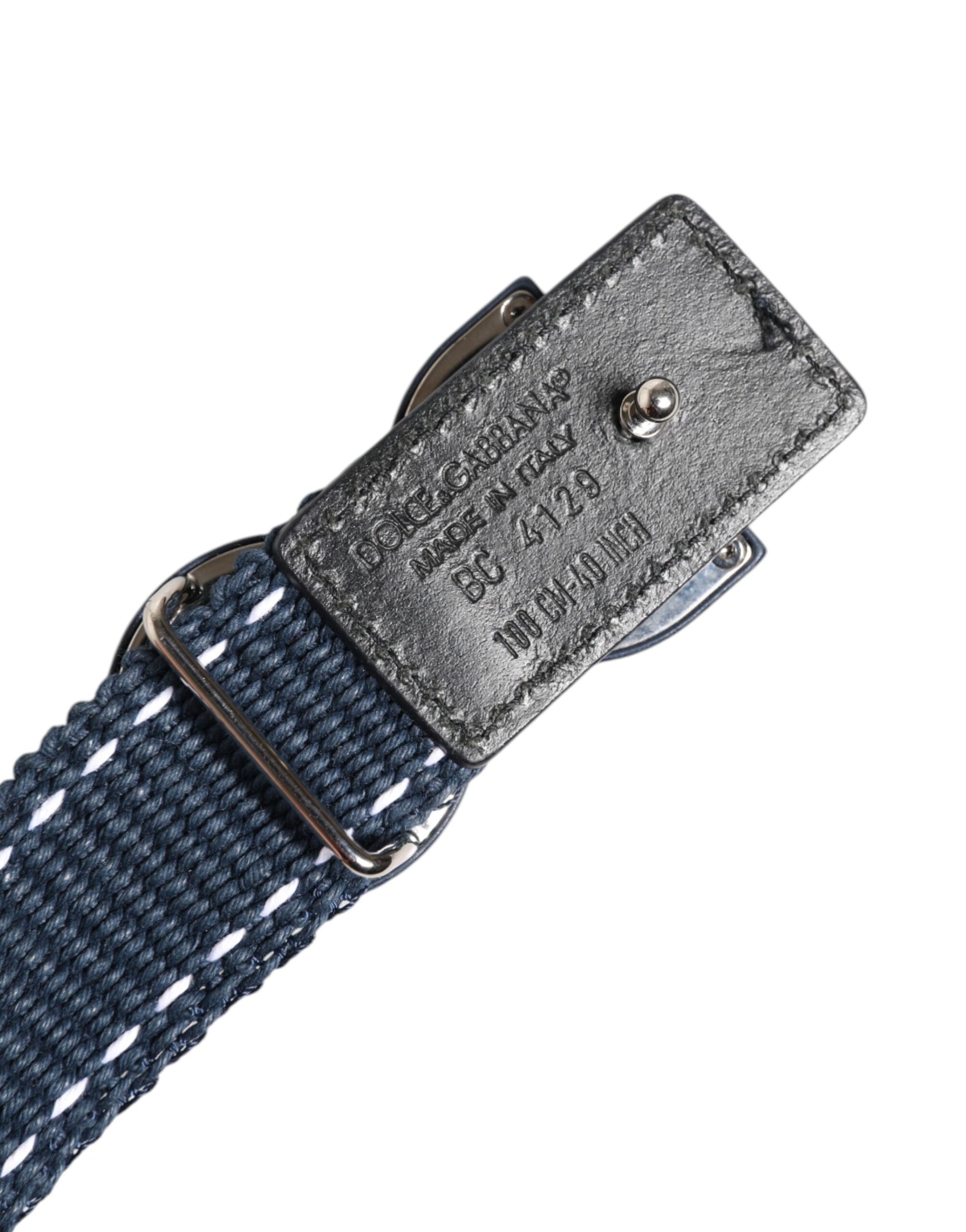 Blauer Baumwollledergürtel mit DG-Logo und Metallschnalle