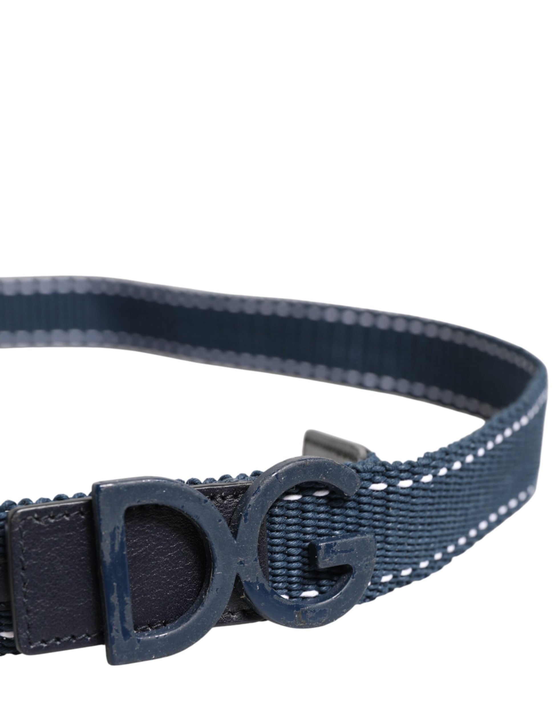 Blauer Baumwollledergürtel mit DG-Logo und Metallschnalle