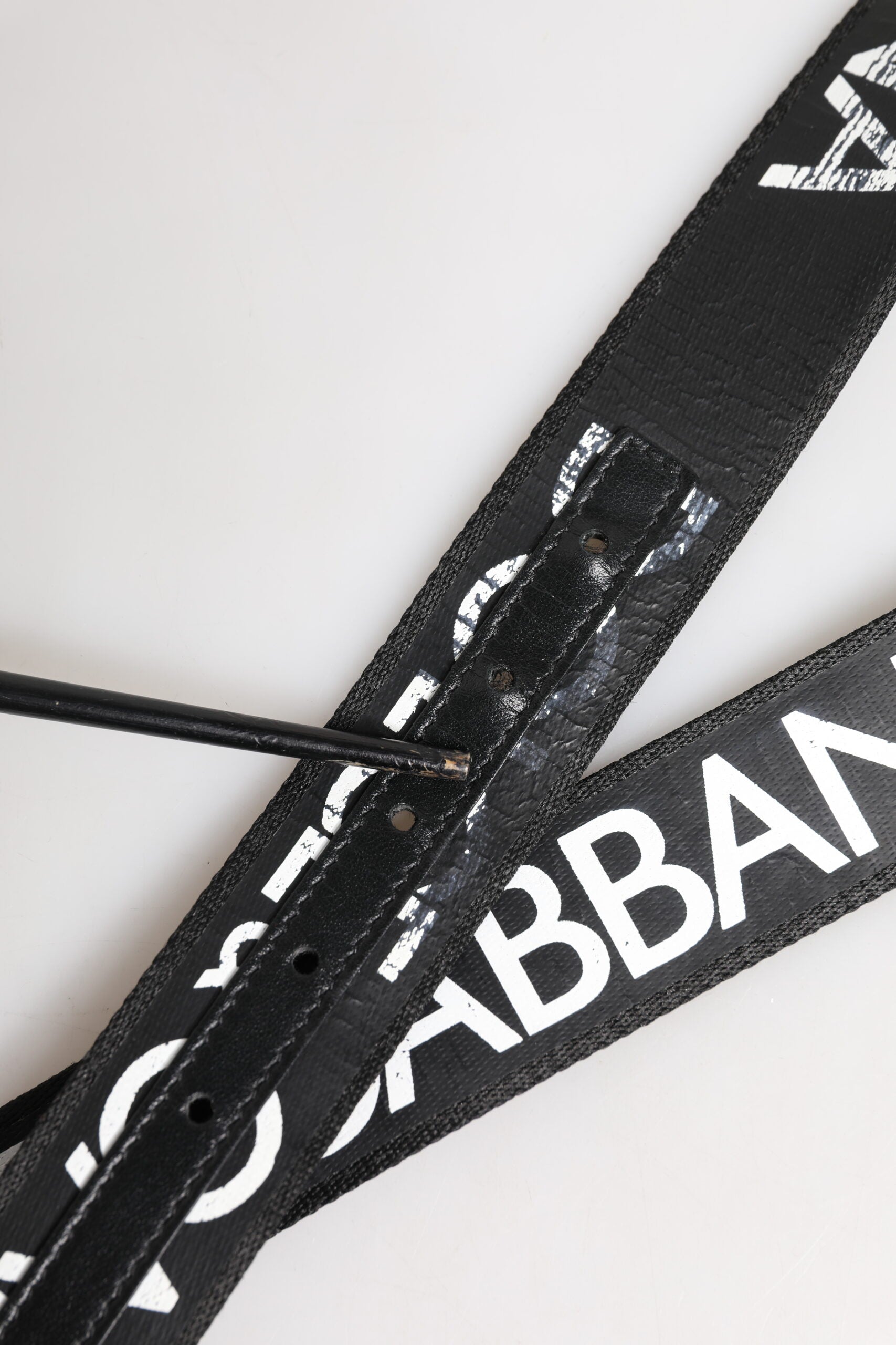 Dolce & Gabbana Black White DG Logo Brass Metal Buckle Belt