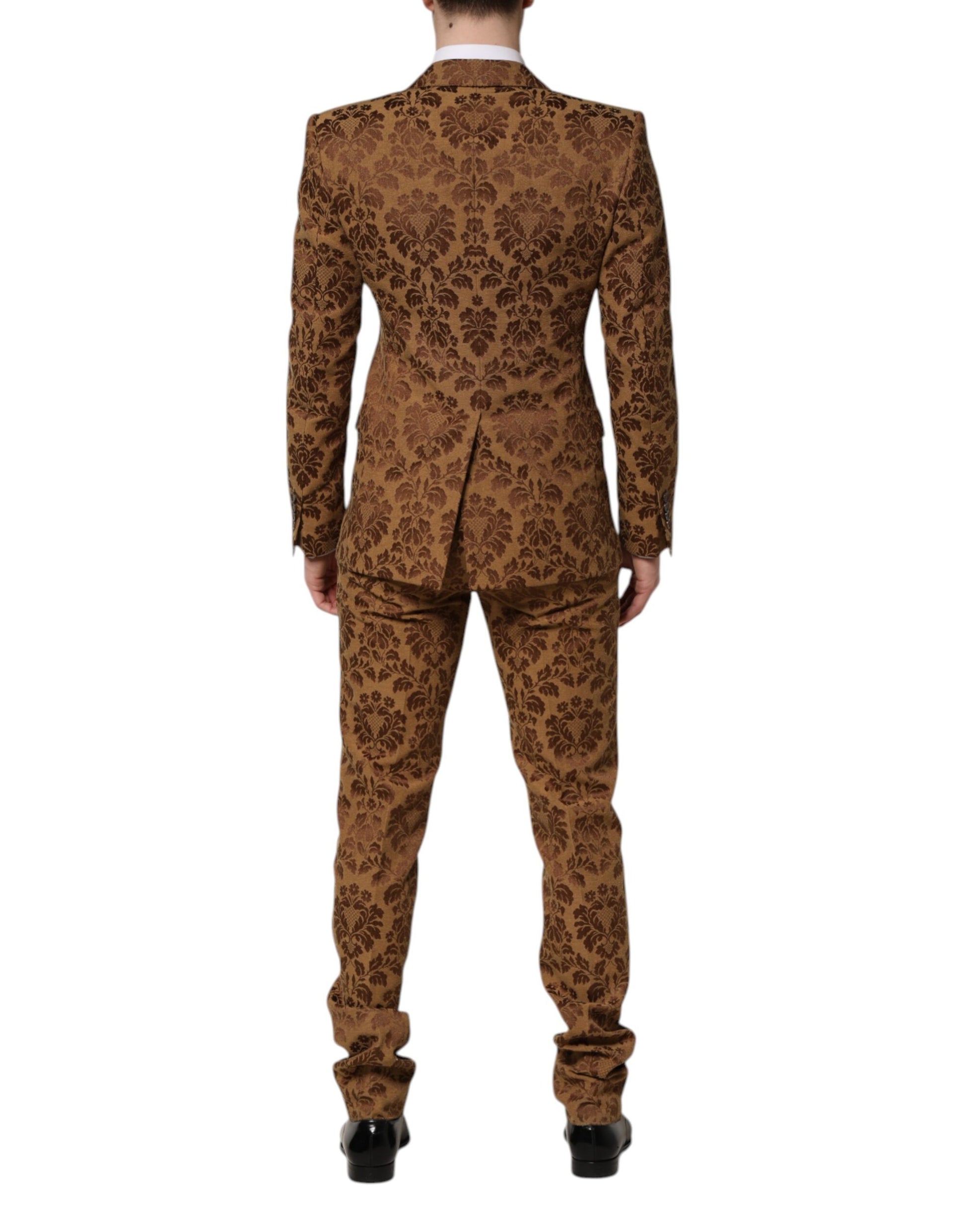 Brauner Jacquard-Anzug SICILIA mit Blumenmuster, 2-teilig