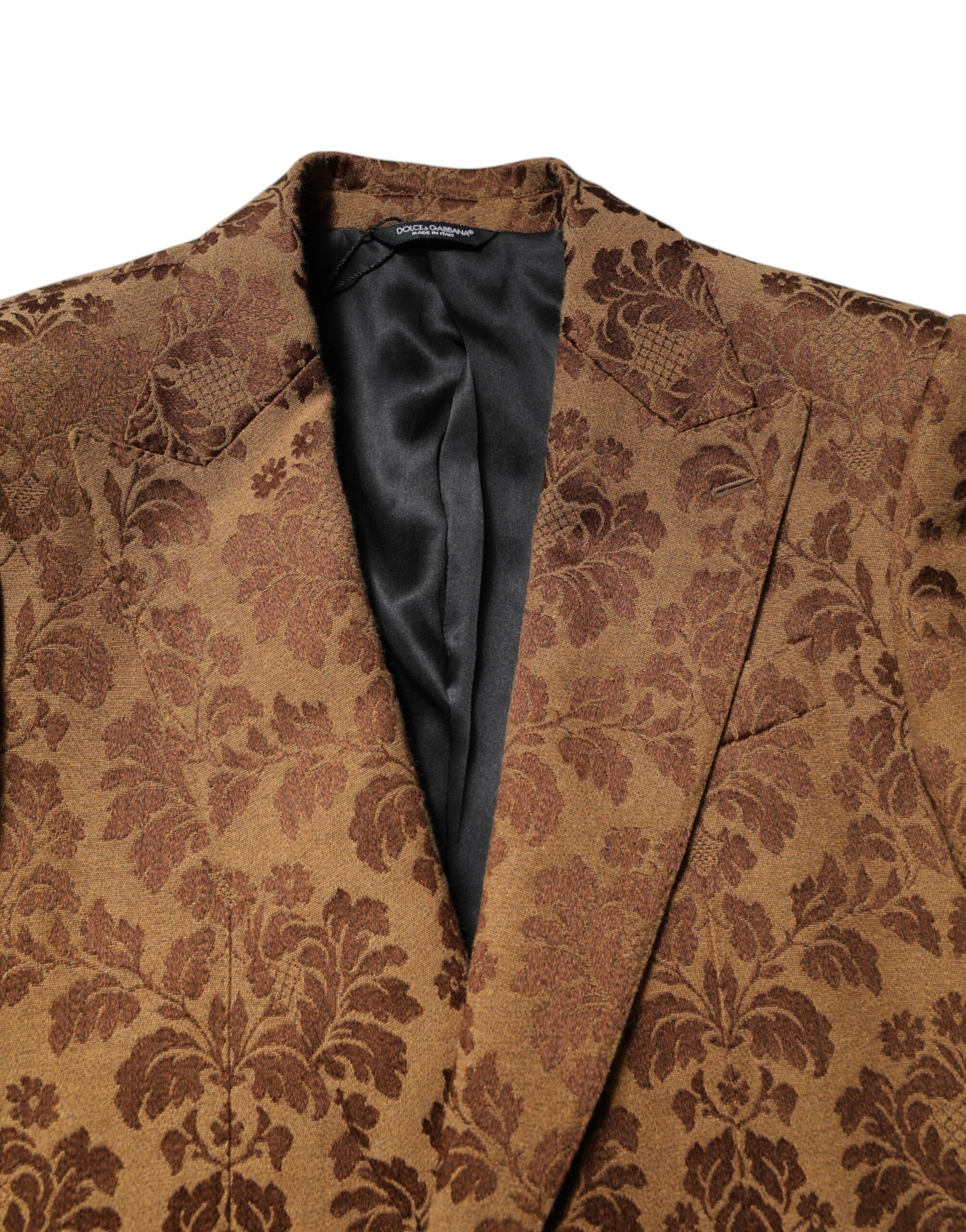Brauner Jacquard-Anzug SICILIA mit Blumenmuster, 2-teilig