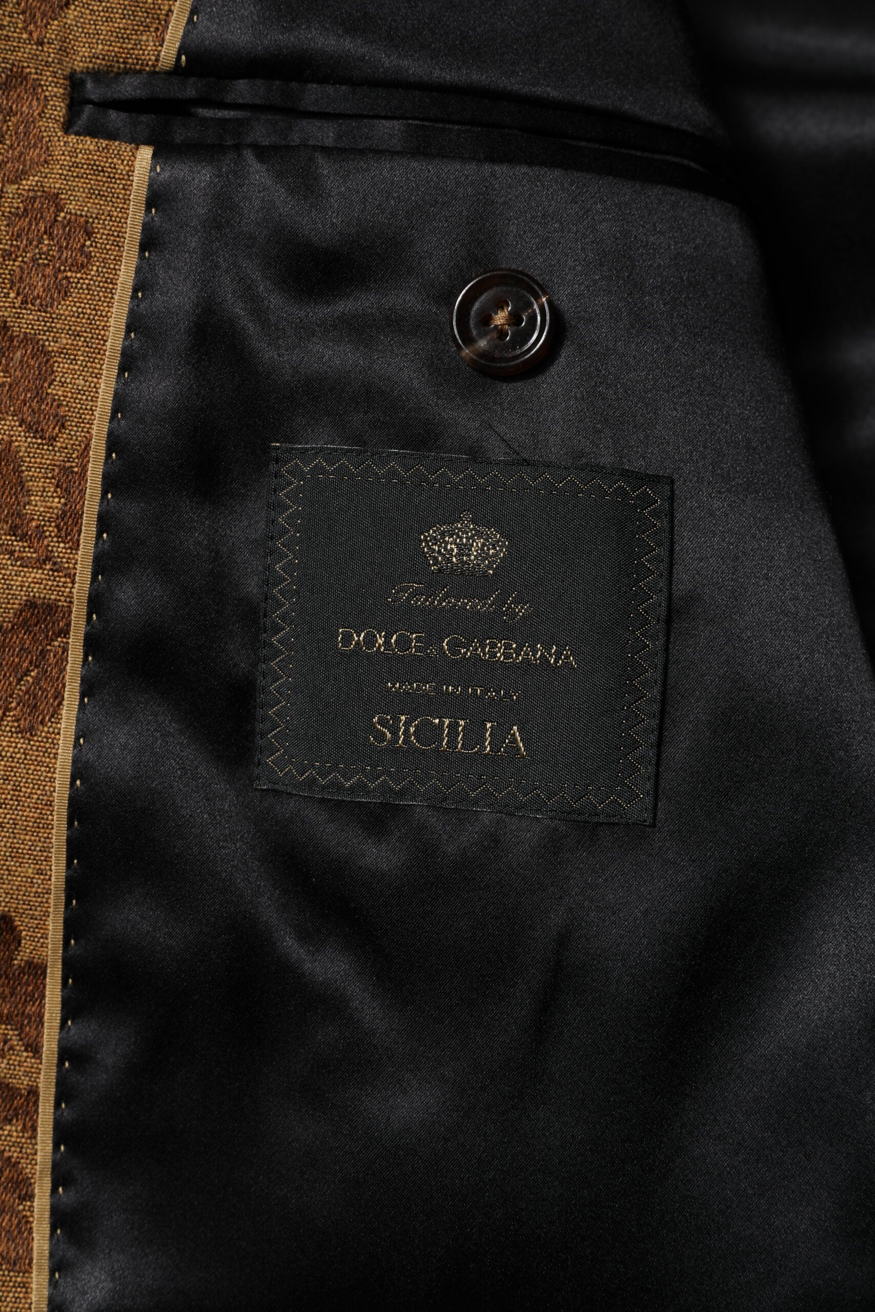 Brauner Jacquard-Anzug SICILIA mit Blumenmuster, 2-teilig