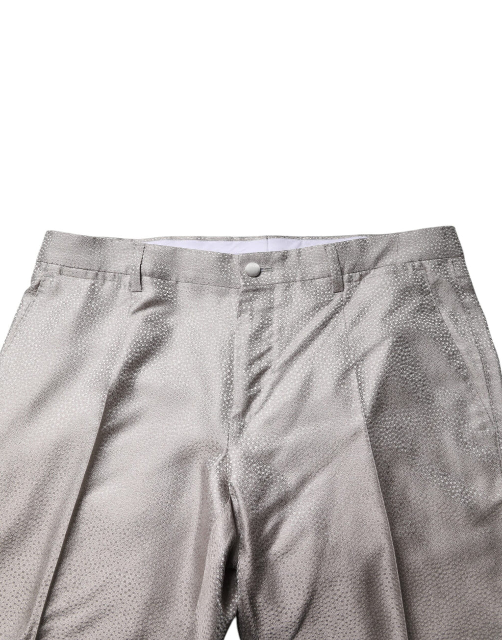 Hellgrauer, gepunkteter 2-teiliger Anzug aus Jacquard-Seide