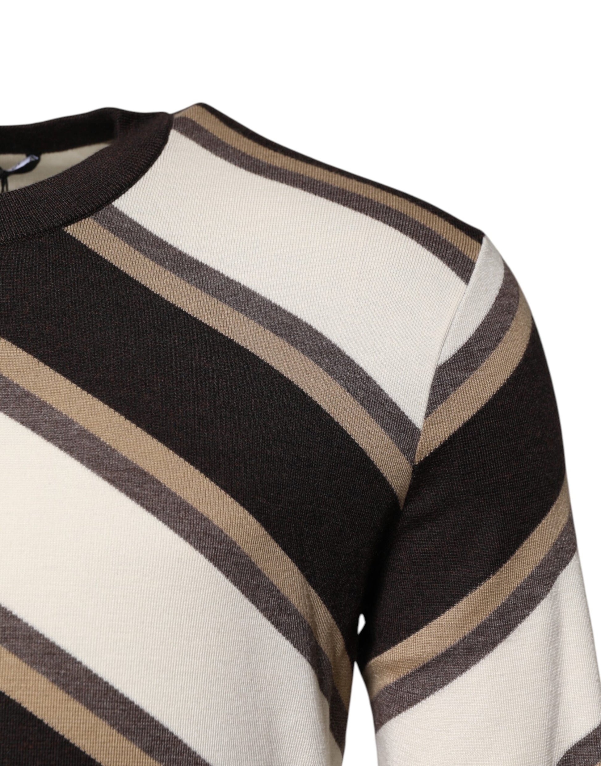 Dolce & Gabbana Multicolor Stripes Crew Neck Pullover Sweater