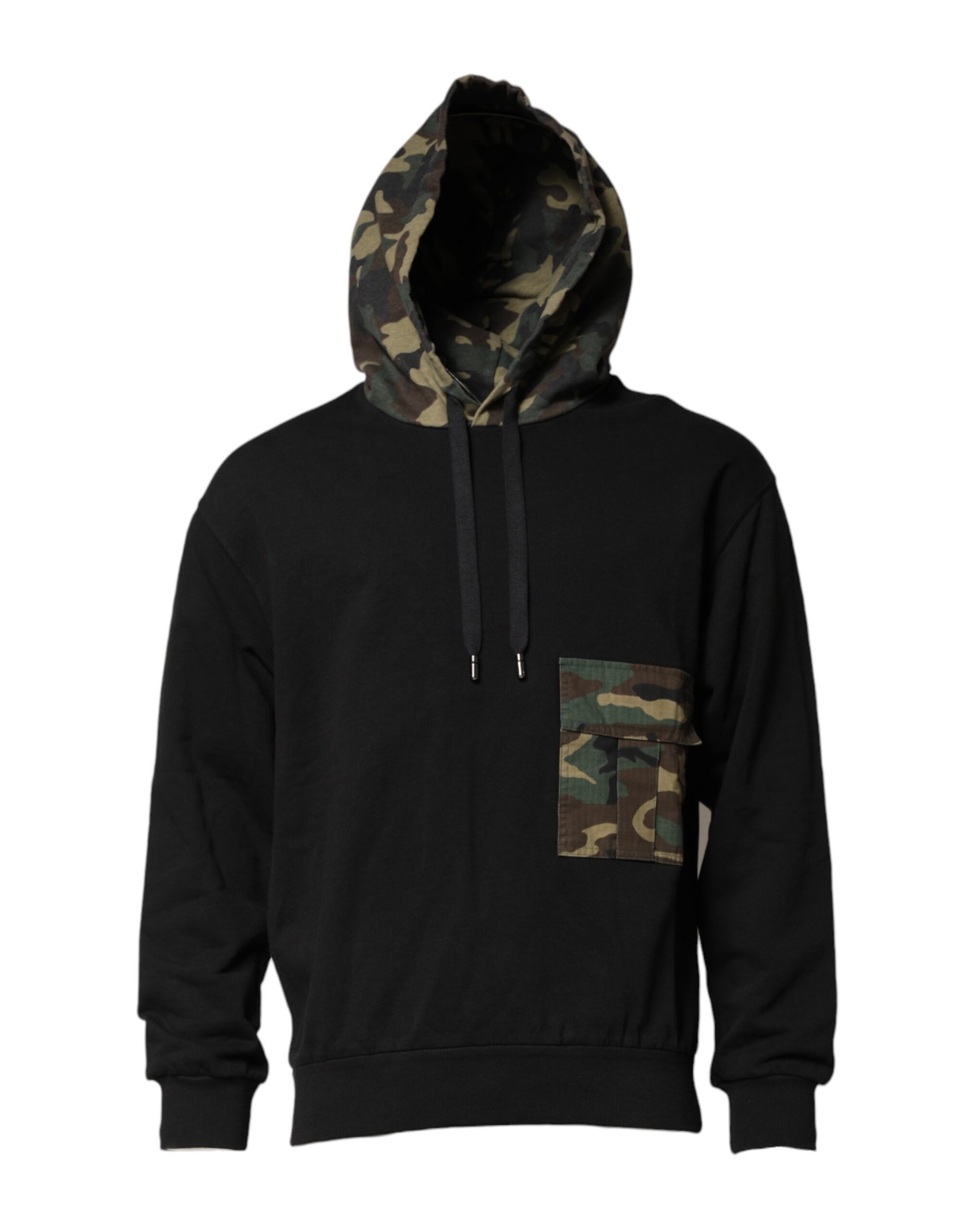 Dolce & Gabbana Black Camouflage Hooded Sweatshirt Sweater