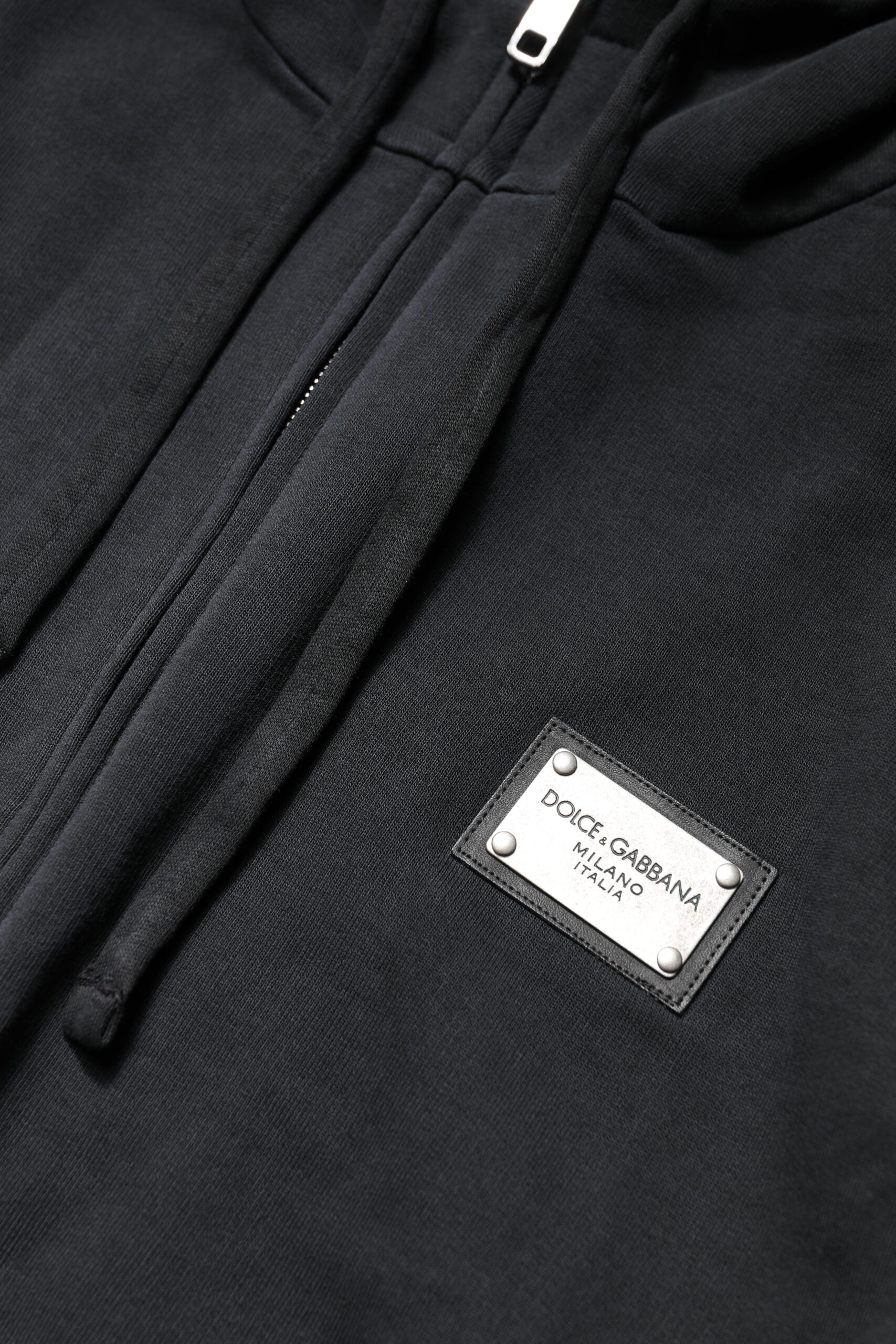 Dolce & Gabbana Black Logo Full Zip Hooded Men Sweatshirt Sweater