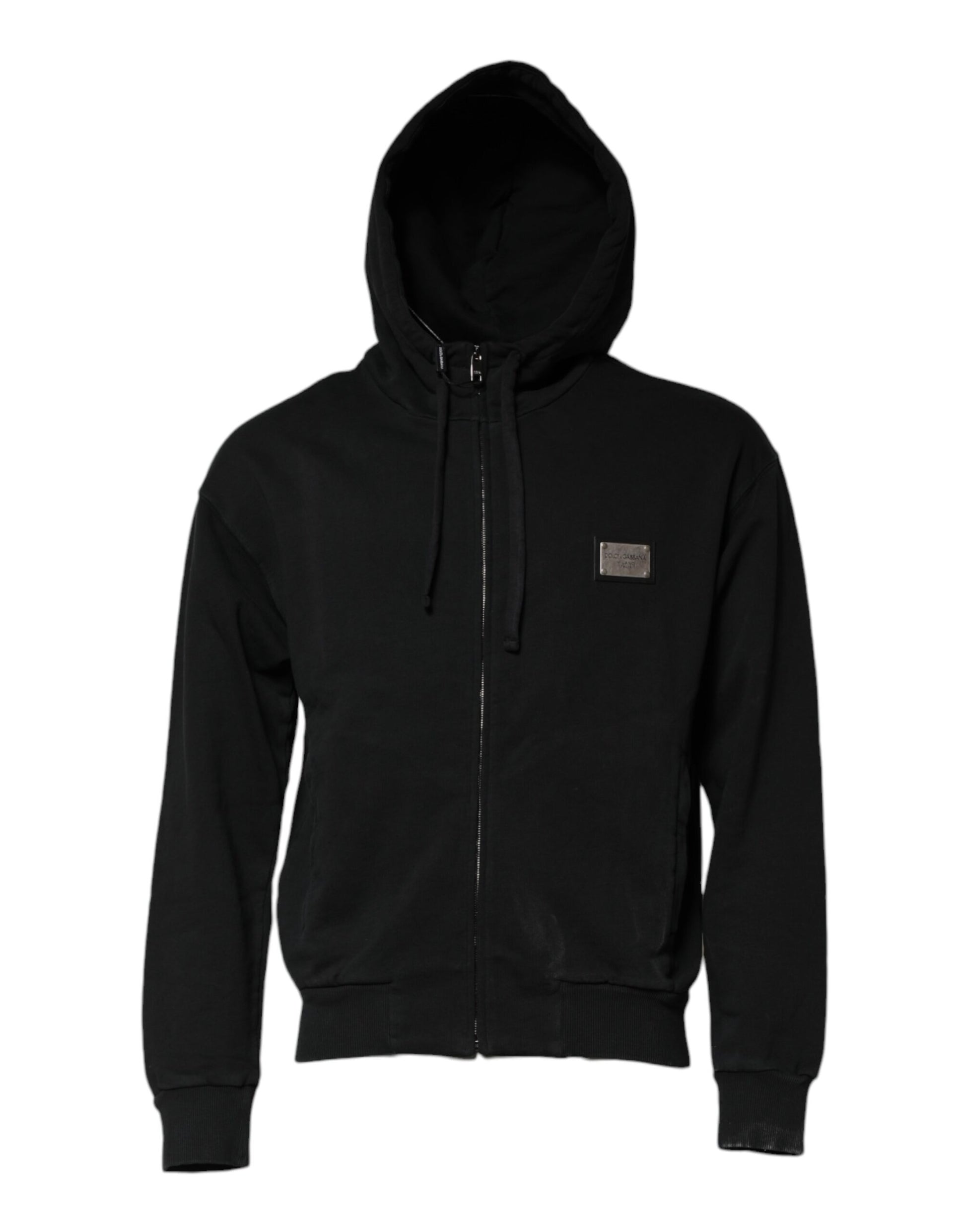 Schwarzes Herren-Sweatshirt mit durchgehendem Reißverschluss und Logo