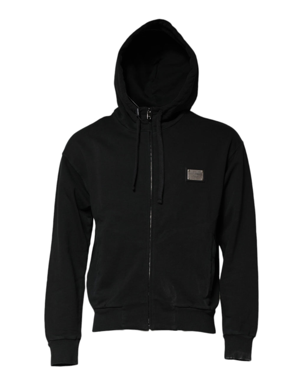 Schwarzes Herren-Sweatshirt mit durchgehendem Reißverschluss und Logo