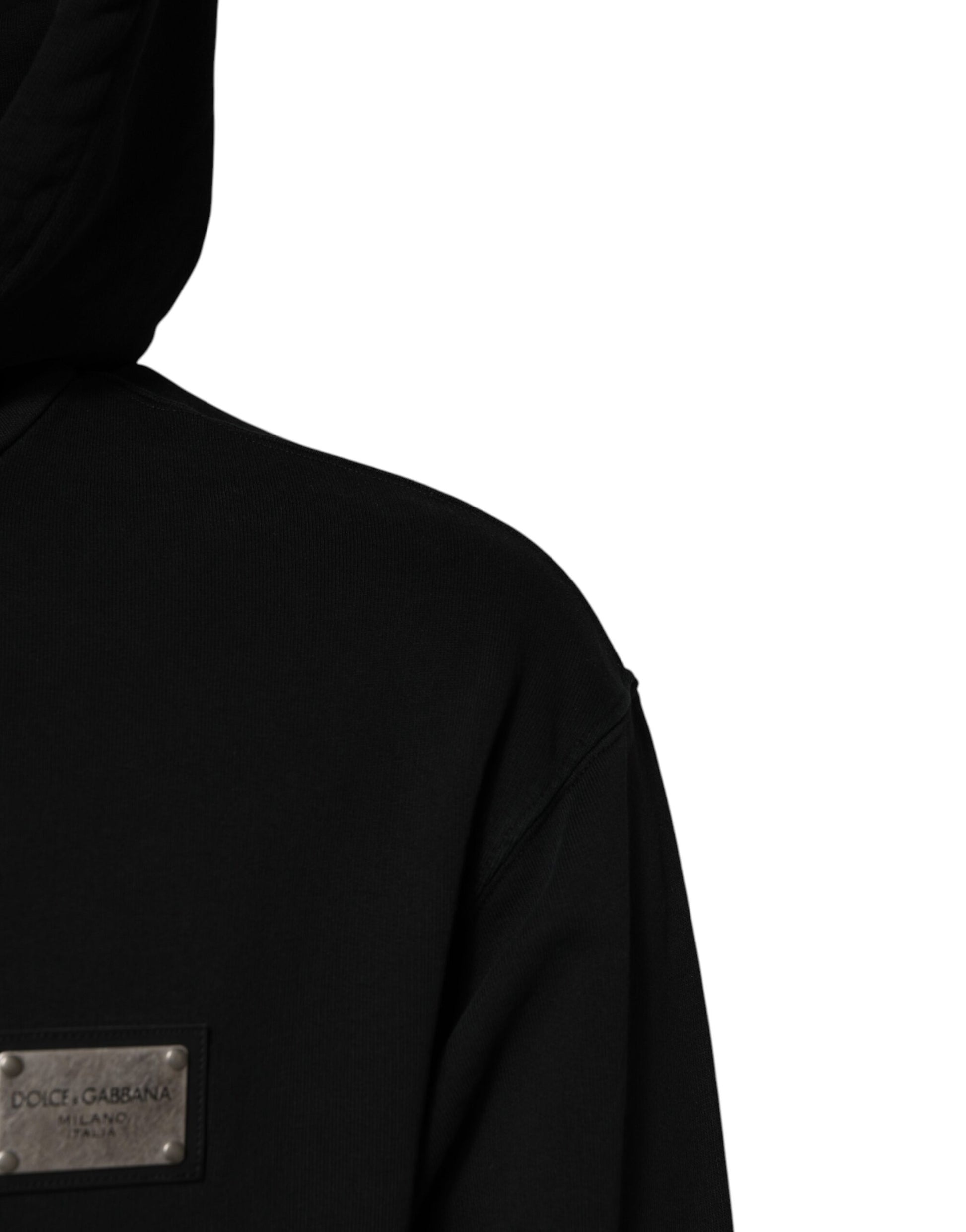 Schwarzes Herren-Sweatshirt mit durchgehendem Reißverschluss und Logo