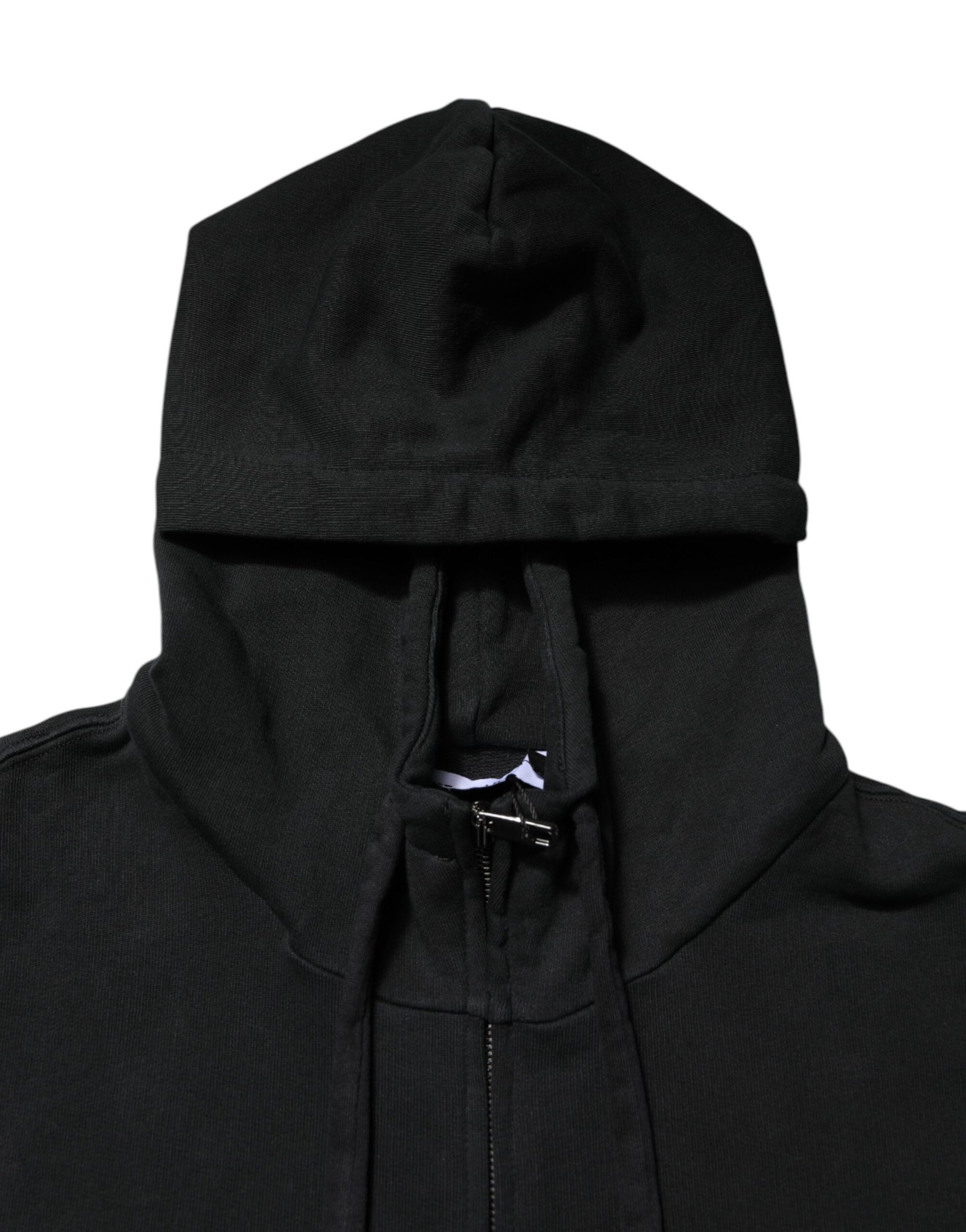 Schwarzes Herren-Sweatshirt mit durchgehendem Reißverschluss und Logo