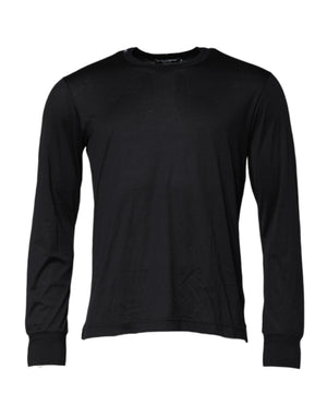 Dunkelblauer Herrenpullover aus Seide mit Rundhalsausschnitt