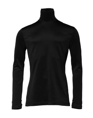 Schwarzer Rollkragenpullover aus Polyester