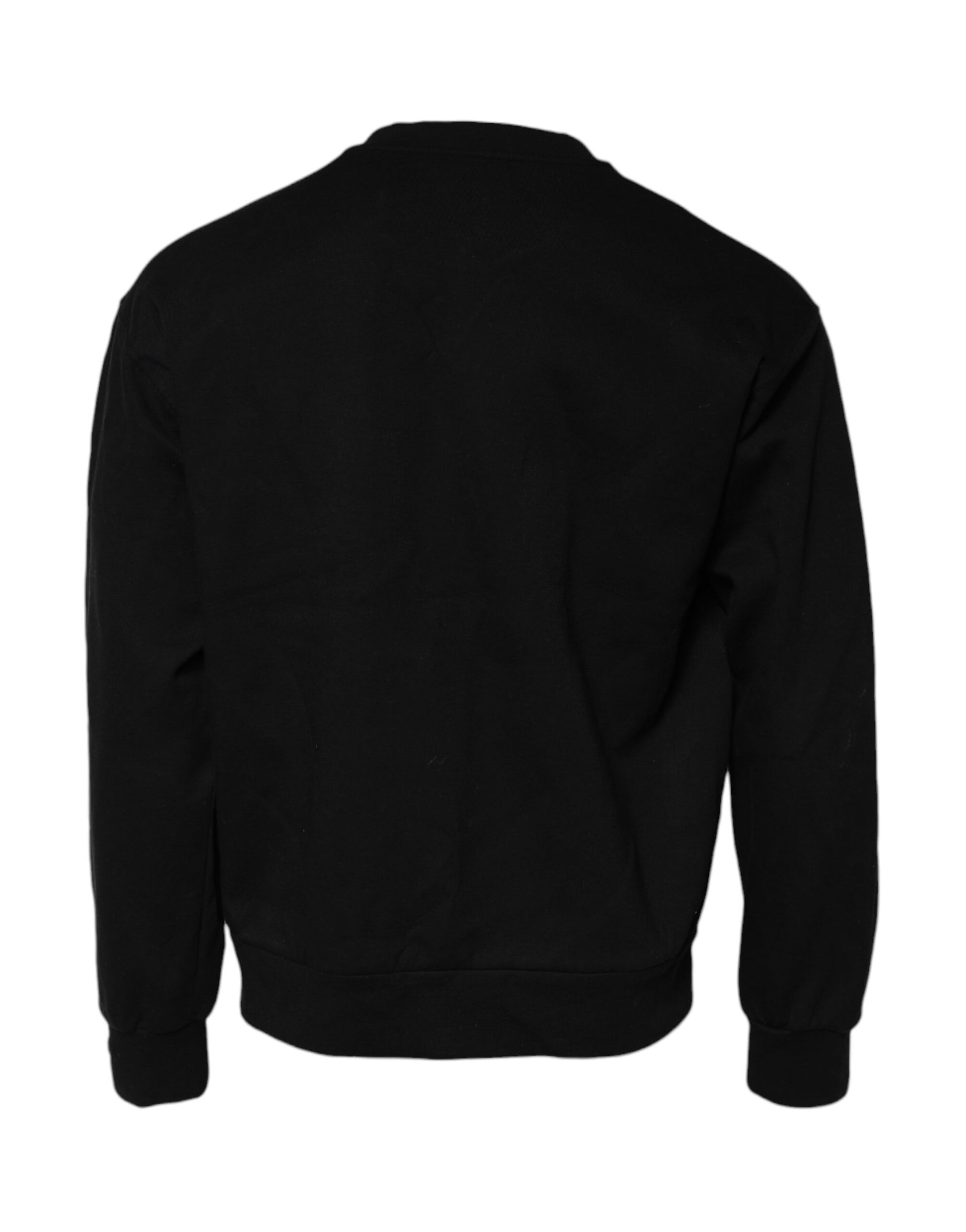 Dolce & Gabbana Black Embossed Logo Cotton Crew Neck Sweater