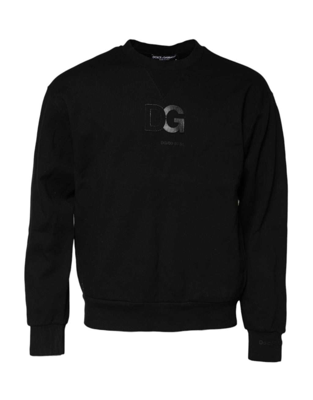 Dolce & Gabbana Black Embossed Logo Cotton Crew Neck Sweater