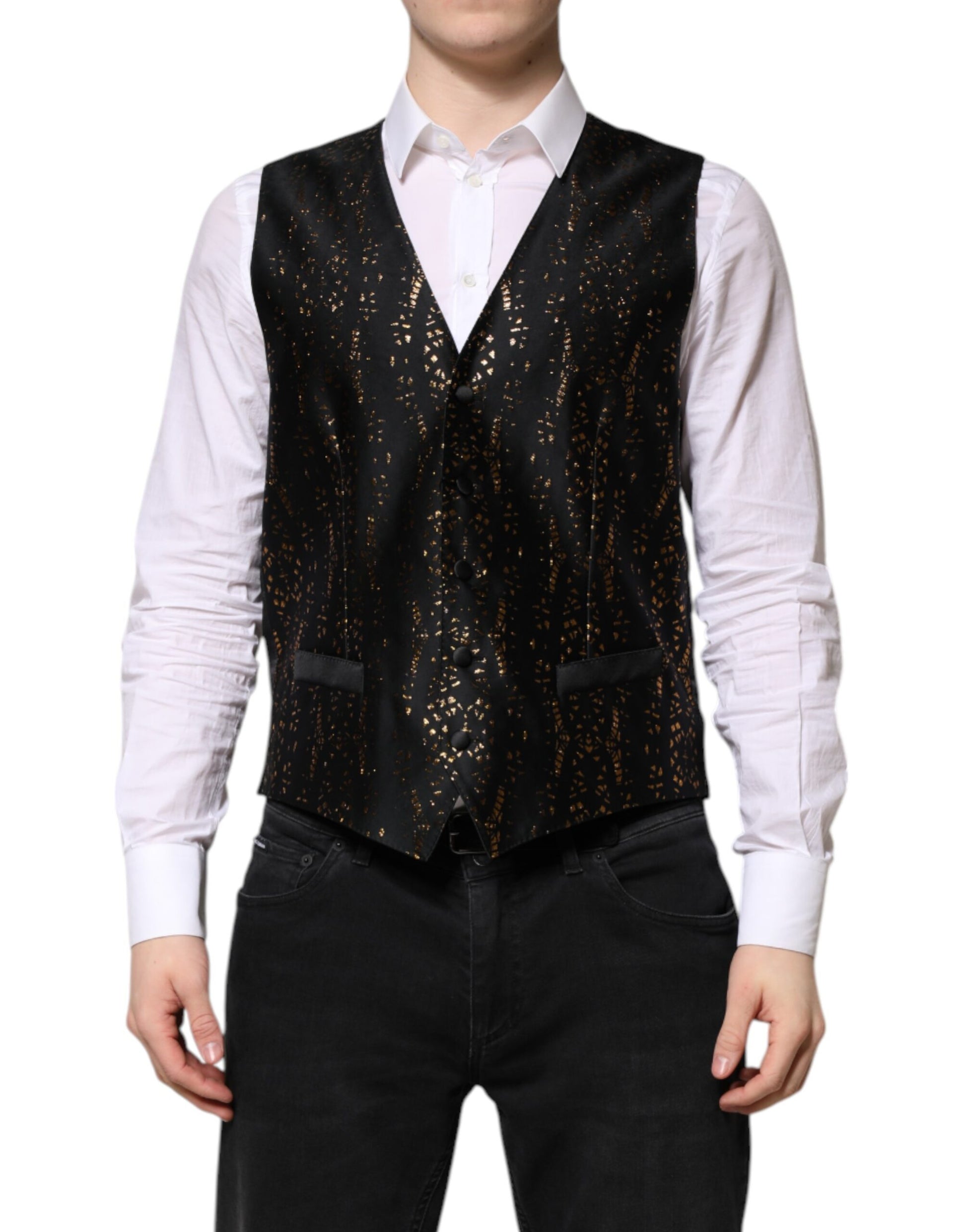 Schwarze Lurex-Weste für formelle Anlässe