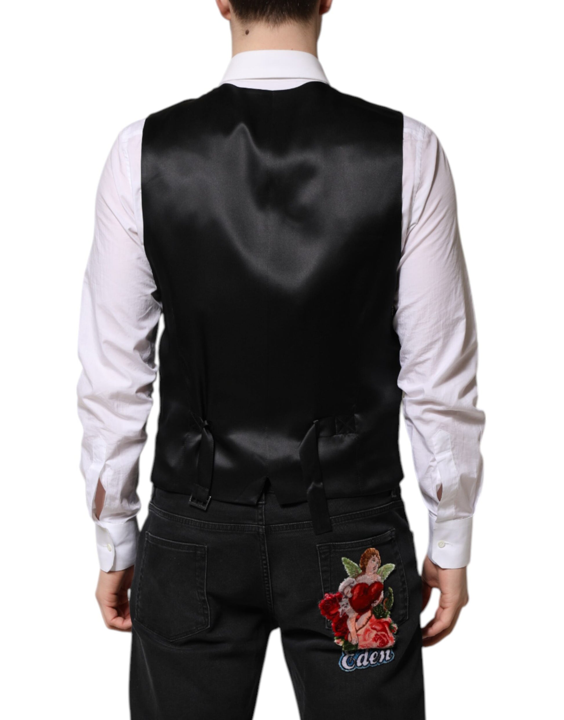 Schwarze Lurex-Weste für formelle Anlässe