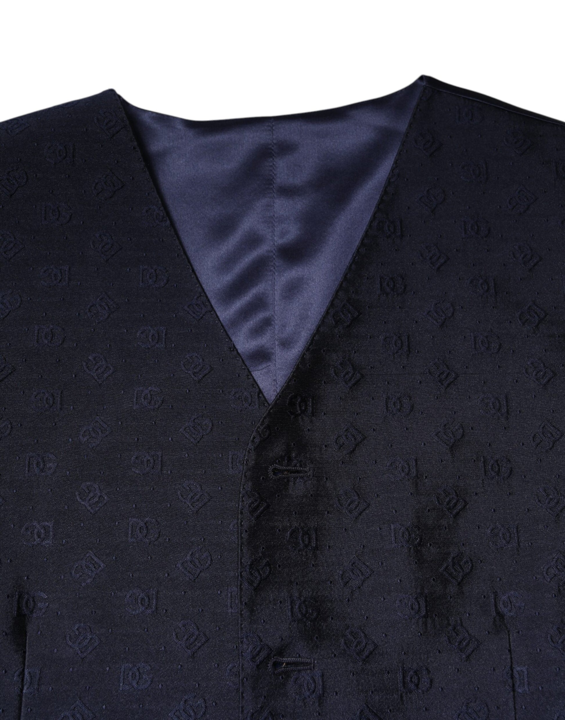 Dunkelblaue Weste aus Wolle mit Logo für formelle Herren