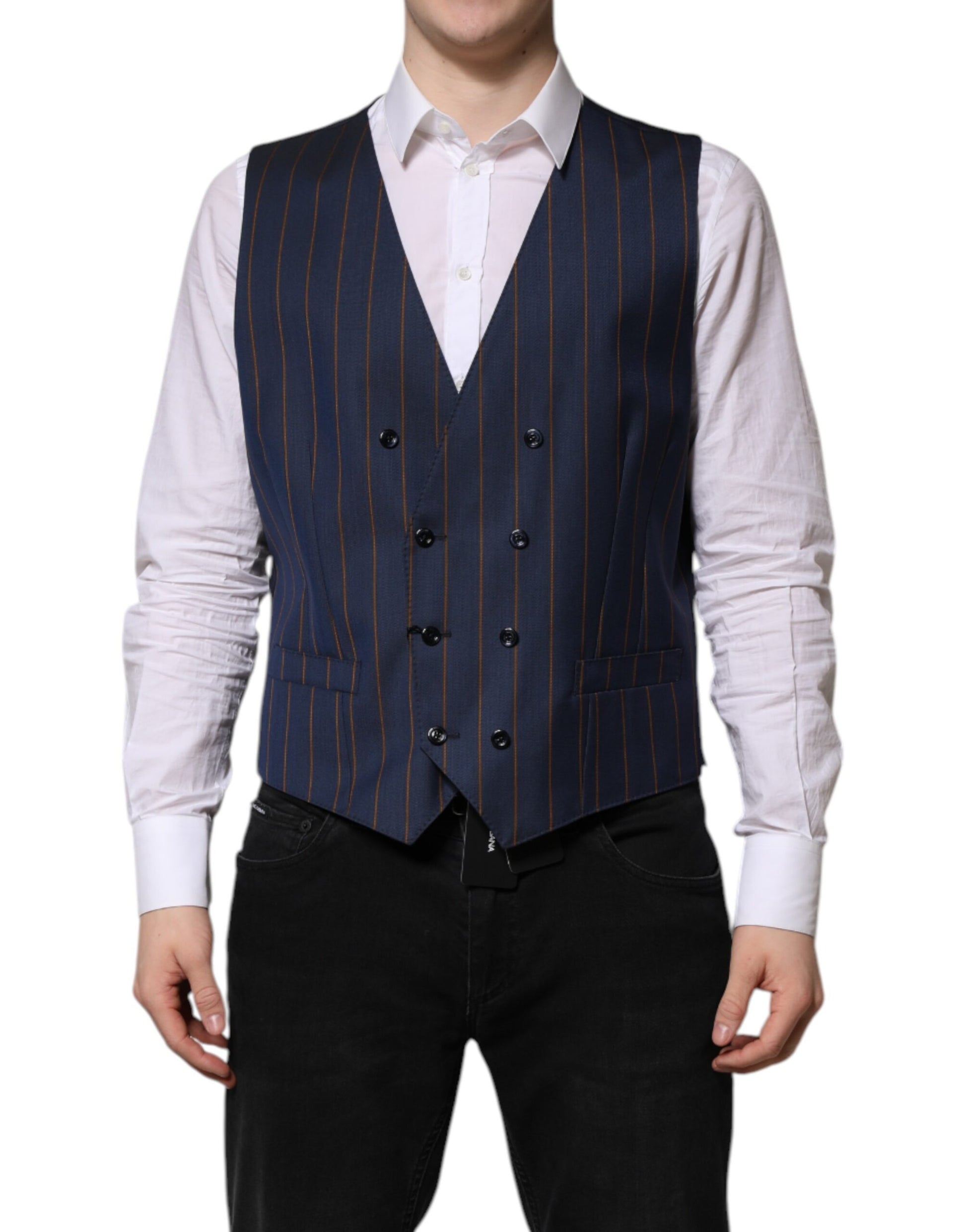 Blaue Streifen Wolle Formale Herren Weste