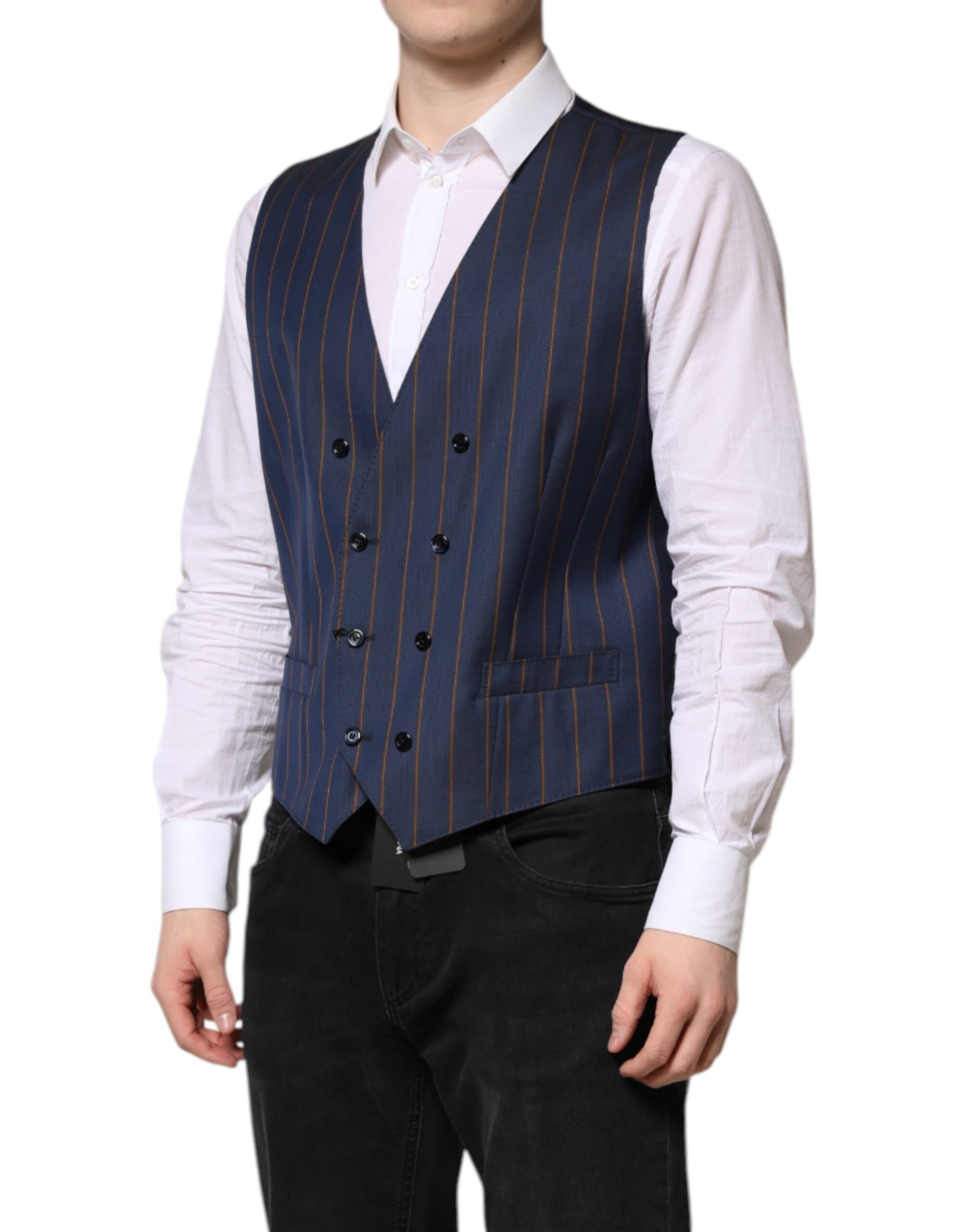 Blaue Streifen Wolle Formale Herren Weste