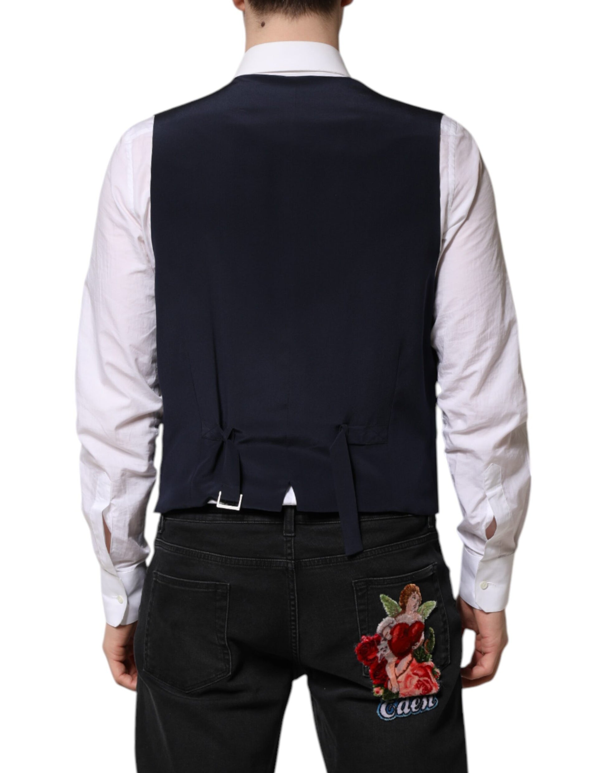 Blaue Streifen Wolle Formale Herren Weste