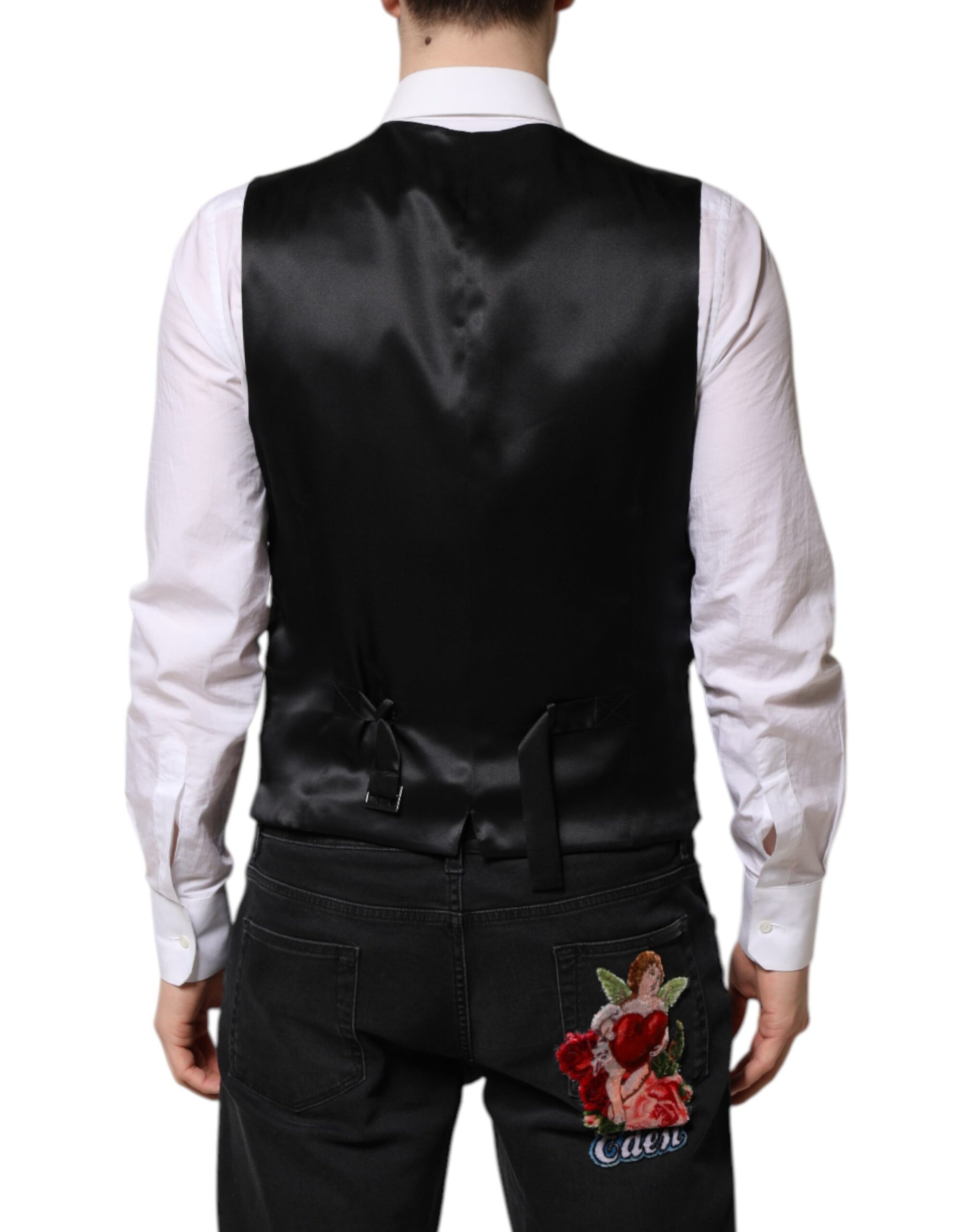 Rosa florale Satin-Weste für formelle Herren