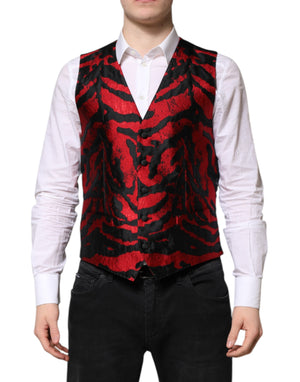 Rot Schwarz Streifen Kleid Formale Weste
