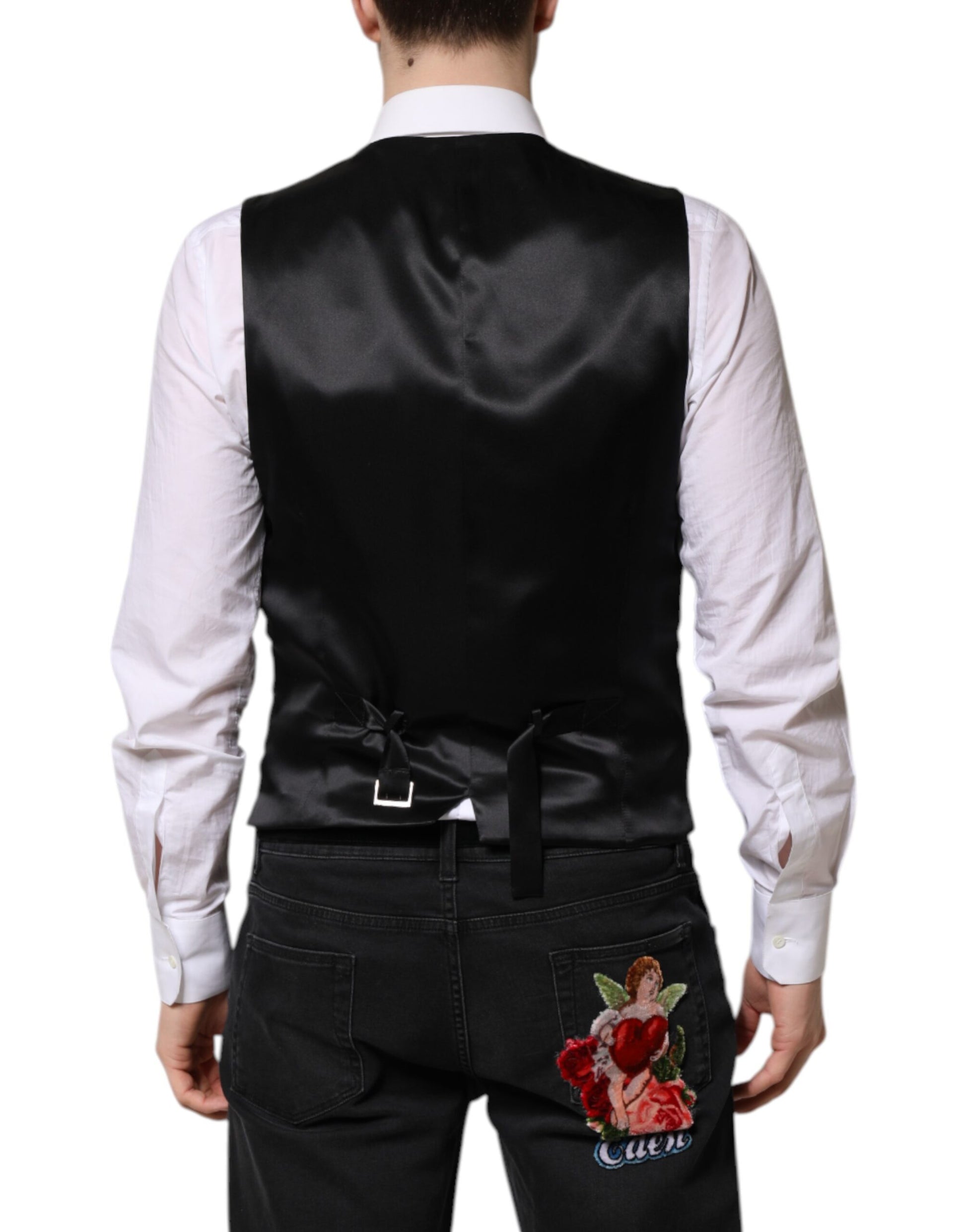 Rot Schwarz Streifen Kleid Formale Weste